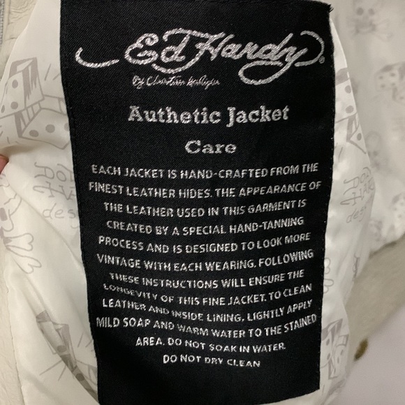 ED HARDY unisex Genuine Leather Embroidered Jacket - Picture 14 of 14